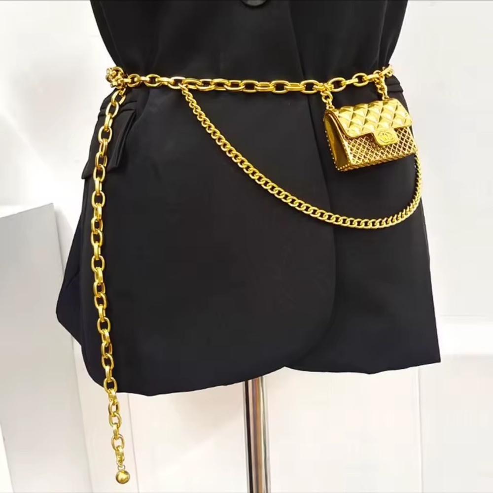 Anthropologie Fashion Tassel Gold Chain Belt with mini Bag Trendy!

Mini Bag - Picture 2 of 11